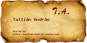 Tallián András névjegykártya